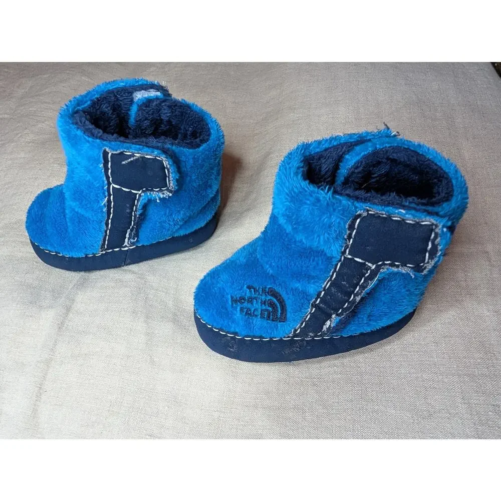 The North Face Baby Booties Blue Grippy Sole Size 2 Outdoor Comfy Warm Cozy